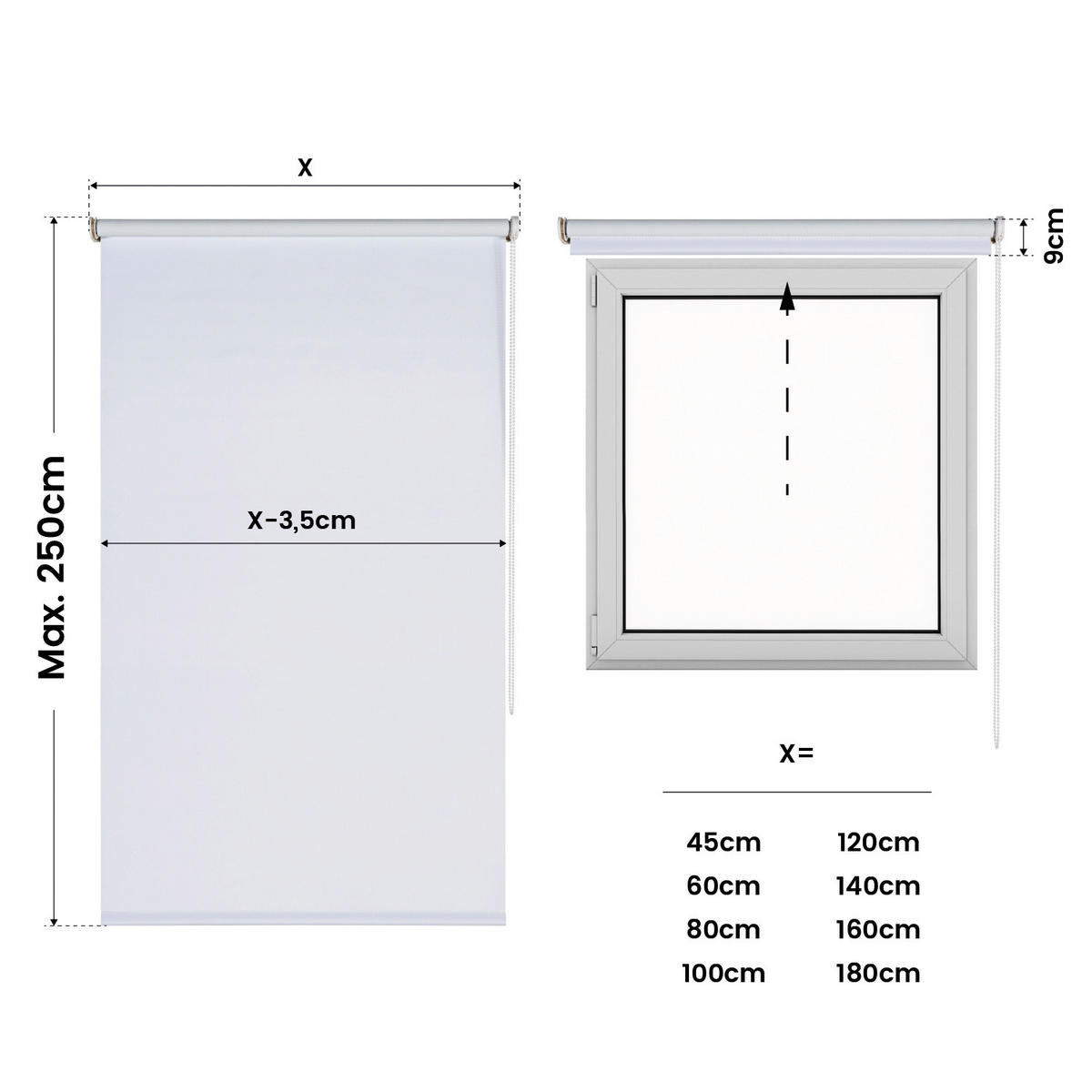 VERDUNKELUNGSROLLO Weiß 200x250 cm - Weiß, Kunststoff (200/250cm) - STORESDECO