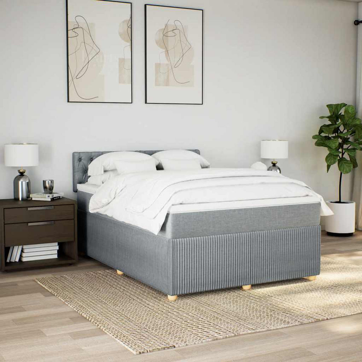 BOXSPRINGBETT 160/200 Cm Grau Gewebe - Grau, Textil (160/200cm) - vidaXL