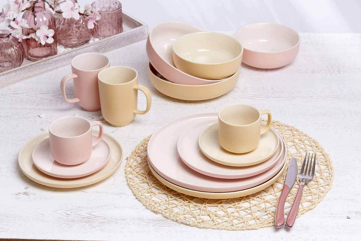 FRÜHSTÜCKSSET Jasper rosa 12er Set - Robinienfarben, Keramik (1/1/1cm) - Ritzenhoff Breker