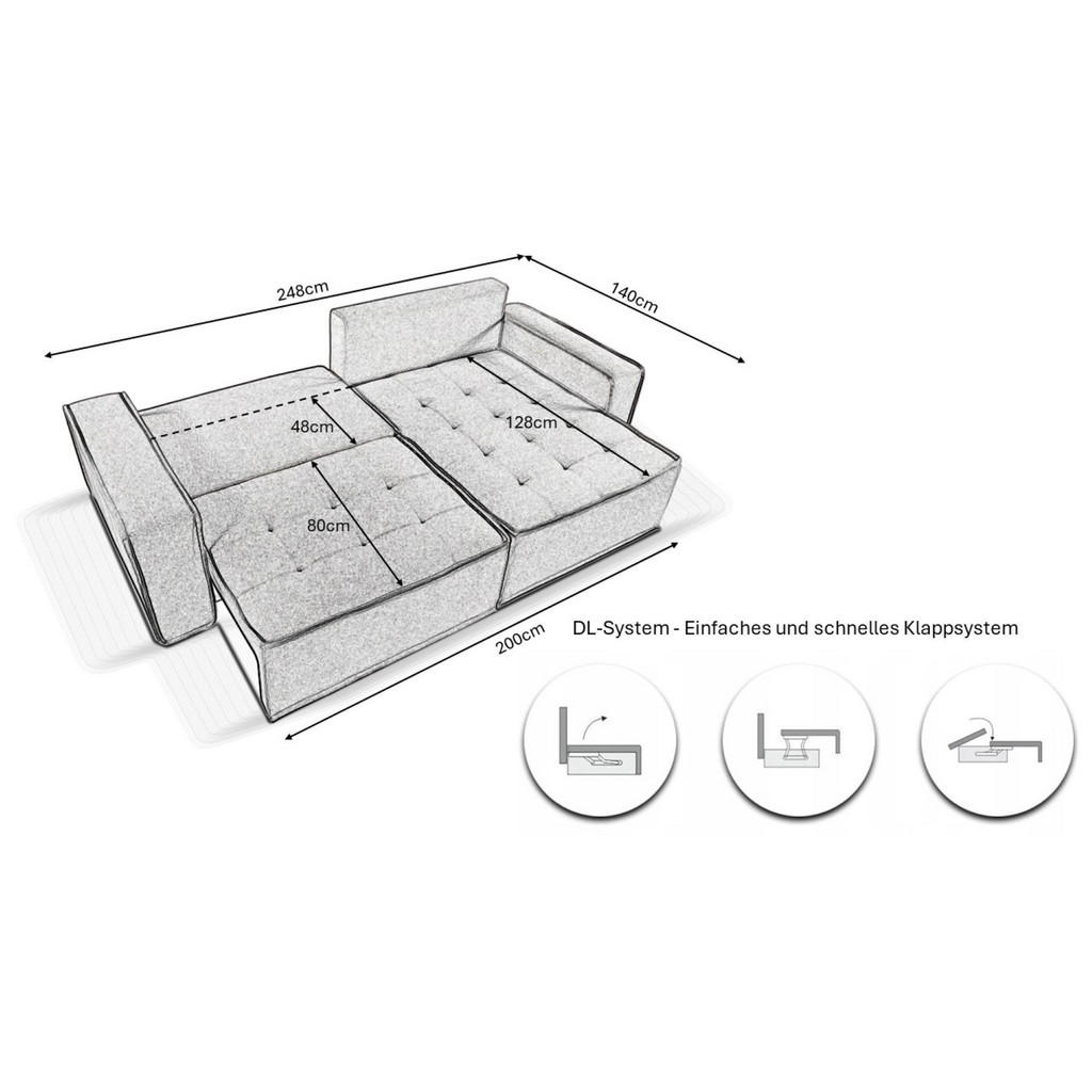Thumbnail - Kaiser Möbel Ecksofa, Ecru, Holz, L-Form, 248x140 cm, Wohnzimmer, Sofas & Couches, Wohnlandschaften, Ecksofas