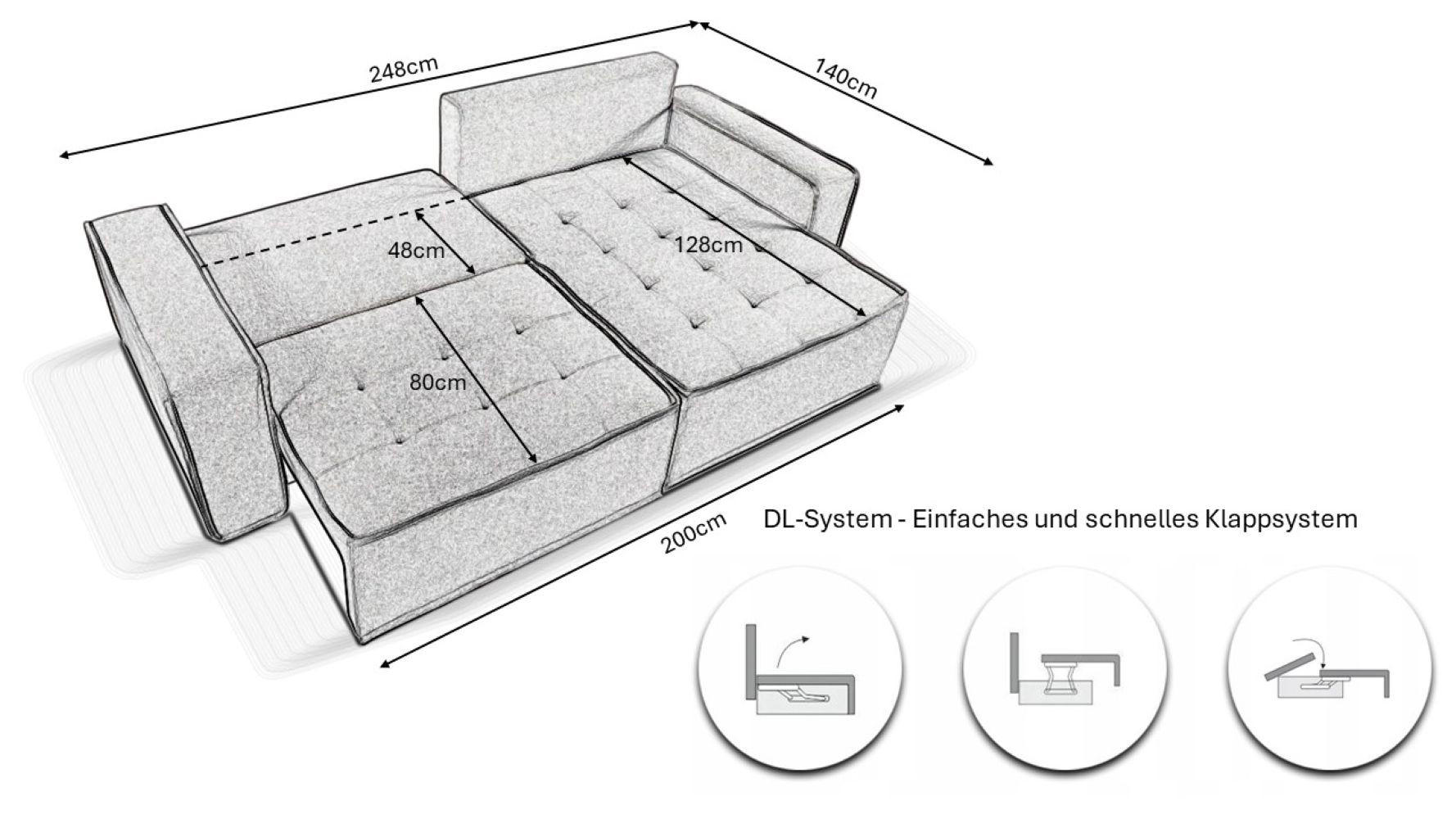 Thumbnail - Kaiser Möbel Ecksofa, Hellgrün, Holz, L-Form, 248x140 cm, Wohnzimmer, Sofas & Couches, Wohnlandschaften, Ecksofas