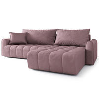 ECKSOFA FRIGA Lila Velours-Stoff mit Schlaffunktion - Lila, Holz (283/185cm) - MASSENO