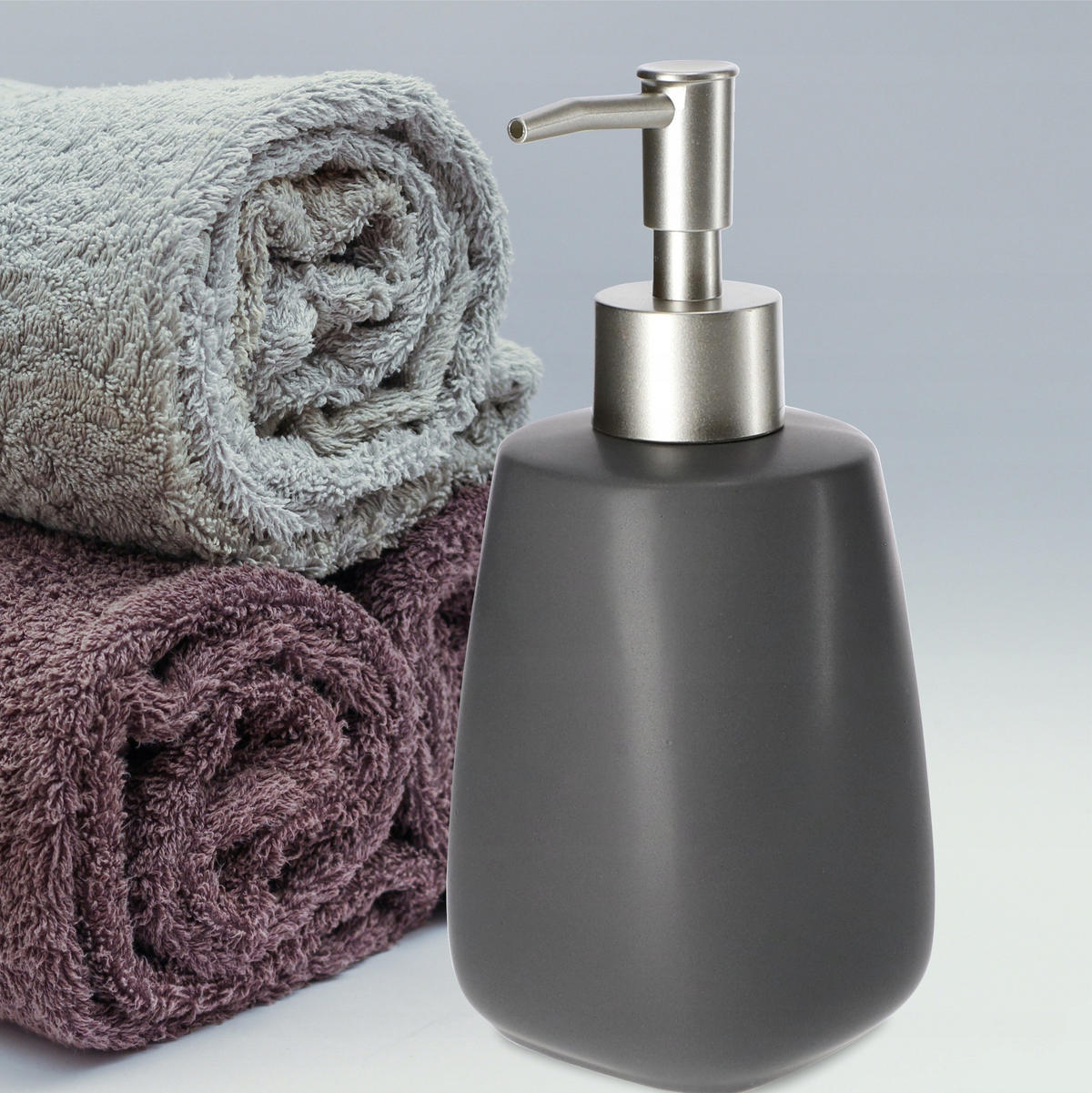 FLÜSSIGSEIFENSPENDER 400 ml 2 Stk. - Grau, Keramik (8/18cm) - KADAX