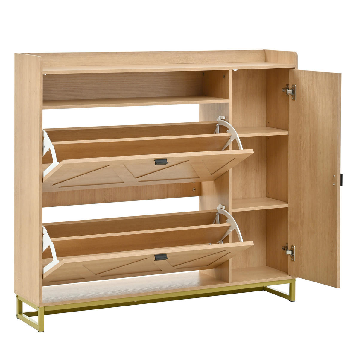 SCHUHSCHRANK 110/24/100 cm Natur aus MDF mit Soft-Close und Metallgestell - Naturfarben, Holzwerkstoff (110/100/24cm) - OKWISH