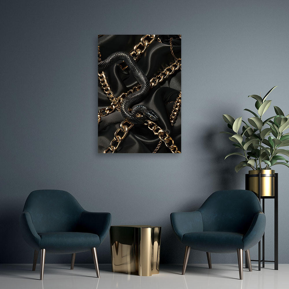 LEINWANDBILD Glamour Schlange 40x60cm - Schwarz, Textil (40/60cm) - Feeby