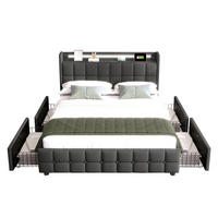 POLSTERBETT 160/200 cm in Grau mit Matratze - Grau, Holz/Textil (160/200cm) - KOMHTOM