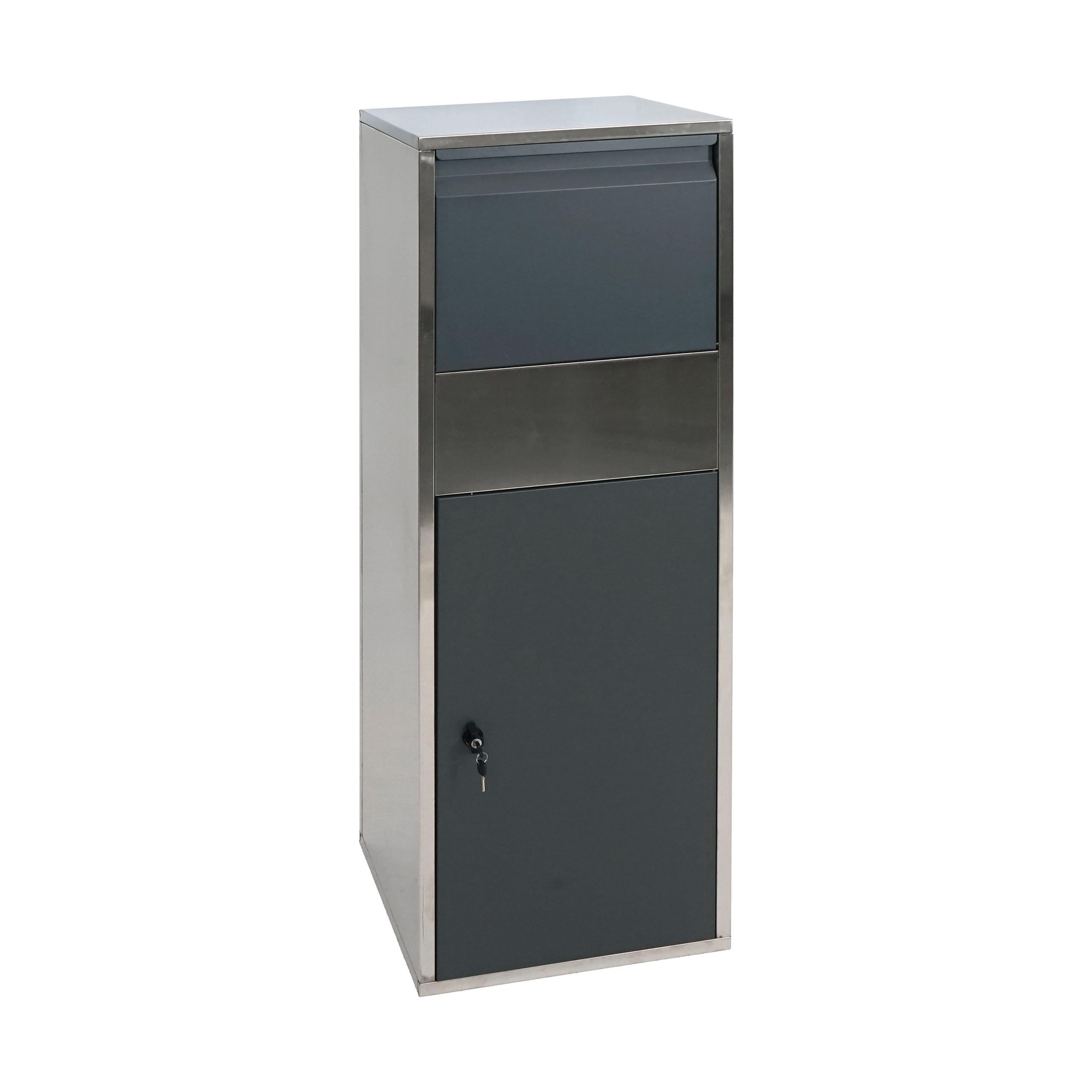 PAKETKASTEN GRÖßE XL rechteckig Silber, Anthrazit - Anthrazit/Silberfarben, Metall (46/140/45cm) - MCW