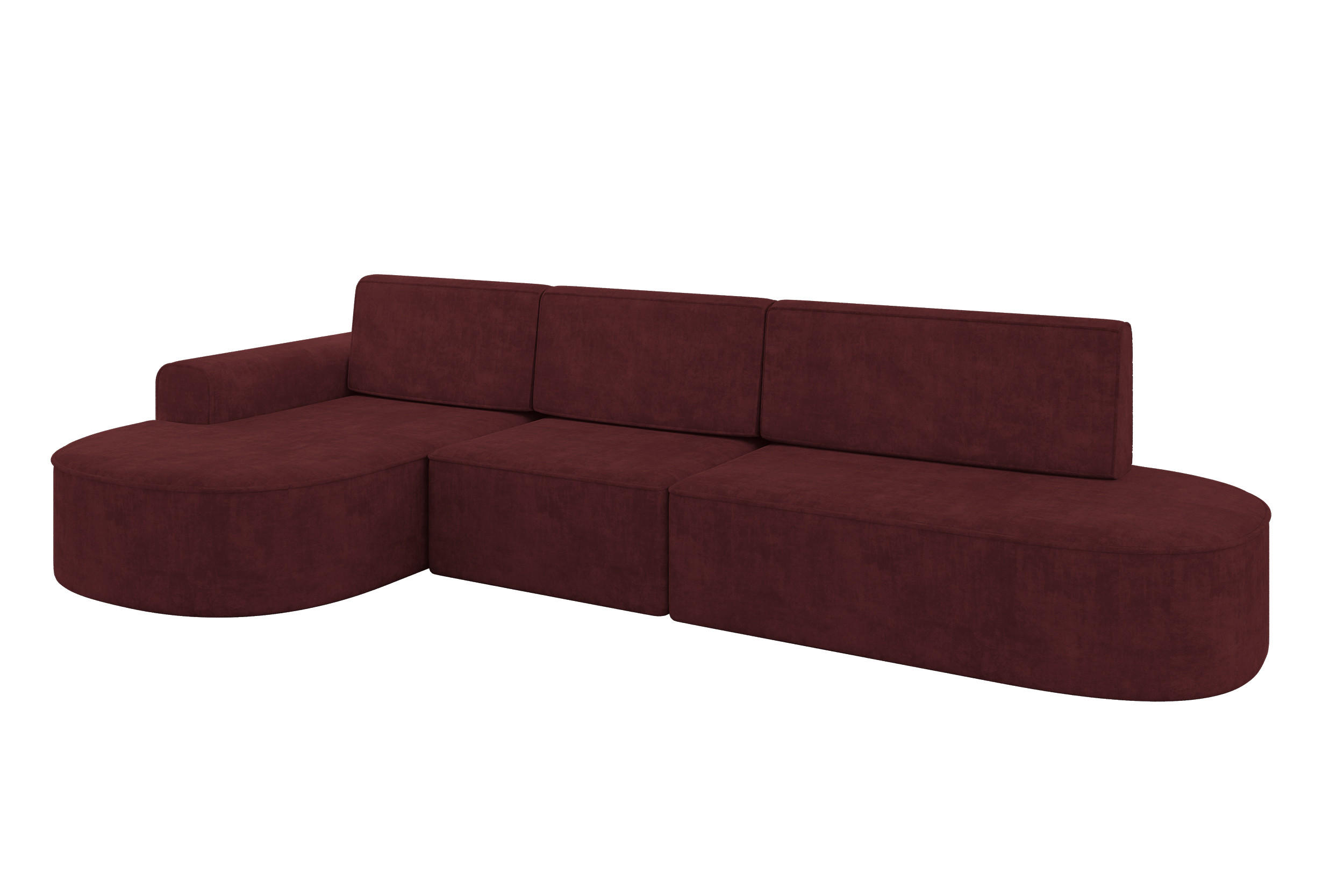 ECKSOFA mit Schlaffunktion Ottomane Links MARI L2-S 368X167X85 Bordeauxrot Velours - Bordeaux/Schwarz, Holzwerkstoff/Kunststoff (368/167cm) - ALTDECOR