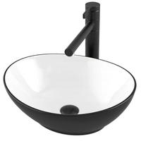 WASCHBECKEN, weiß und schwarz 42/34/15 cm - Schwarz/Weiß, Keramik (42/15/34cm) - Rebiko