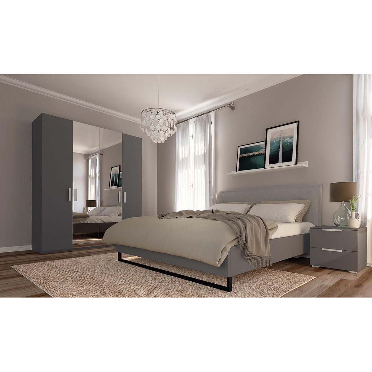 DREHTÜRENSCHRANK - Graphitfarben, Holzwerkstoff (181/222/60cm) - home24