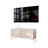 TV-ELEMENT AURA 100 KASCHMIR Hochglanz auf geraden goldenen Beinen - Kaschmir/Schwarz, Holzwerkstoff (100/50/40cm) - Lookway