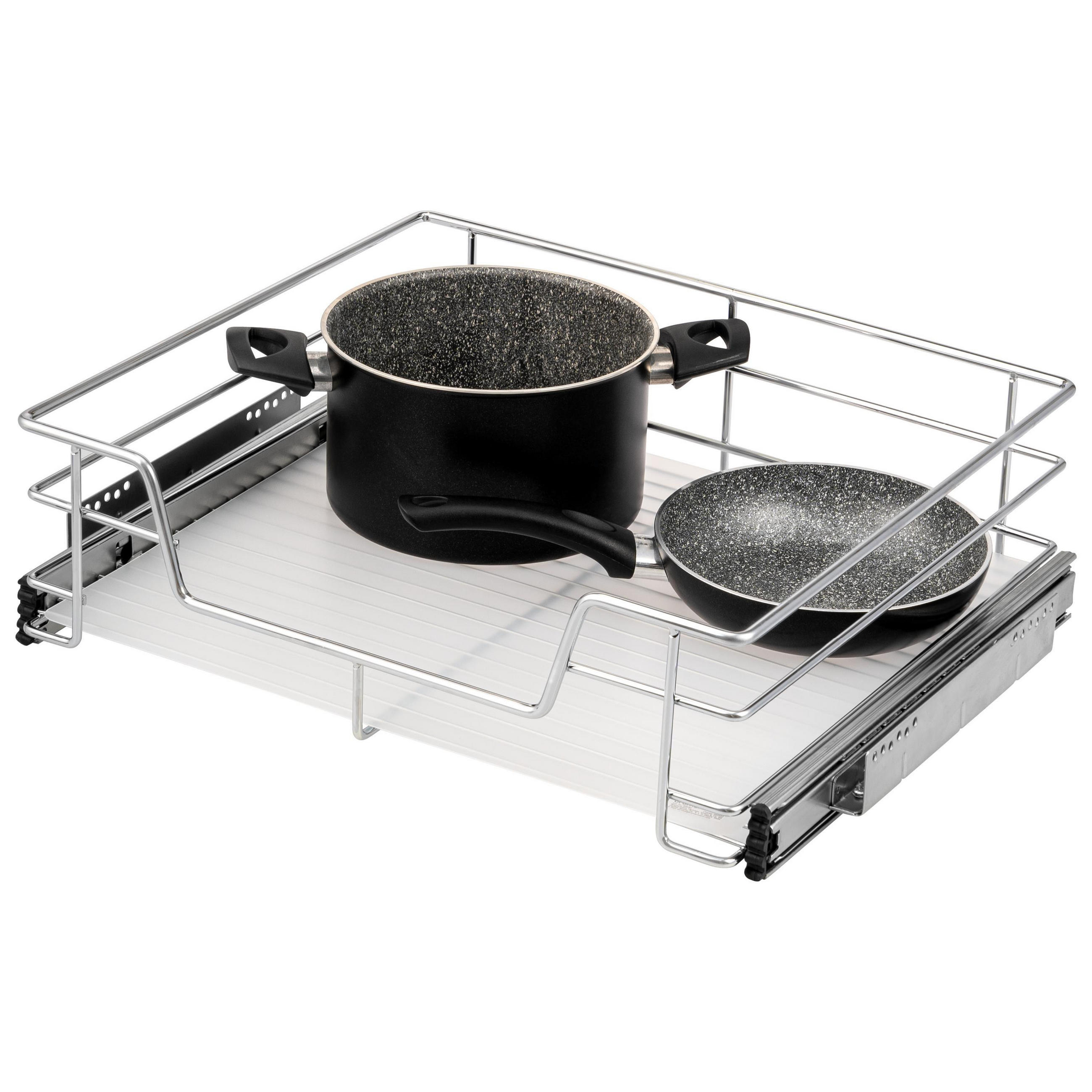 TELESKOPSCHUBLADE 60 cm, silber, Metall - Chromfarben, Metall (57/14/44cm) - bremermann