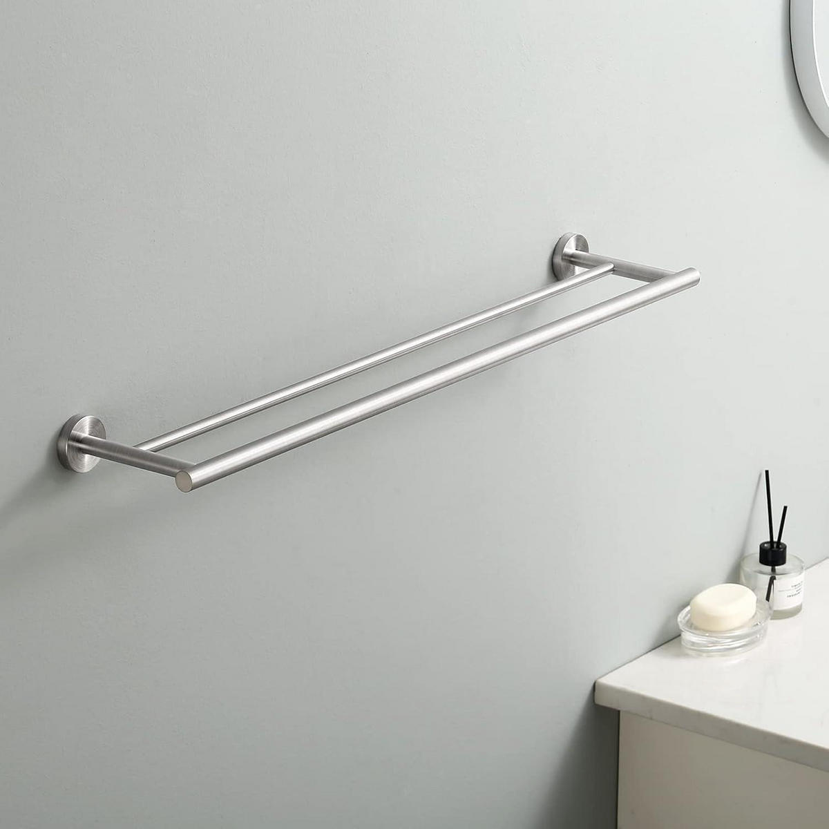 HANDTUCHHALTER Doppel 76 cm Edelstahl gebürstet - Silberfarben, Metall (15.2/81.3/5.1cm)