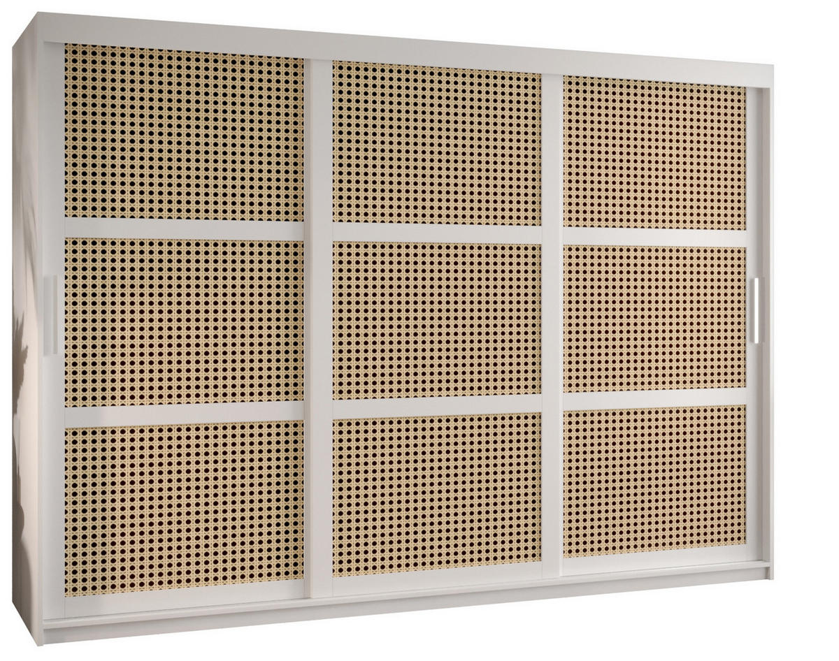 SCHWEBETÜRENSCHRANK 200/250/62 3-türig - Silberfarben/Weiß, Holz/Kunststoff (250/200/62cm) - MÖBEL KRYSPOL