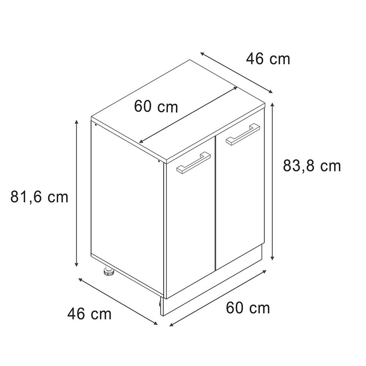 KUCHYNSKÁ SKRIŇA PRE ŠIKMÉ STRECHY R-Line, Modrošedá, 60 cm bez sklonu s 2 dverami - biela/modrosivá, kompozitné drevo (60/83.8/46cm) - Vicco
