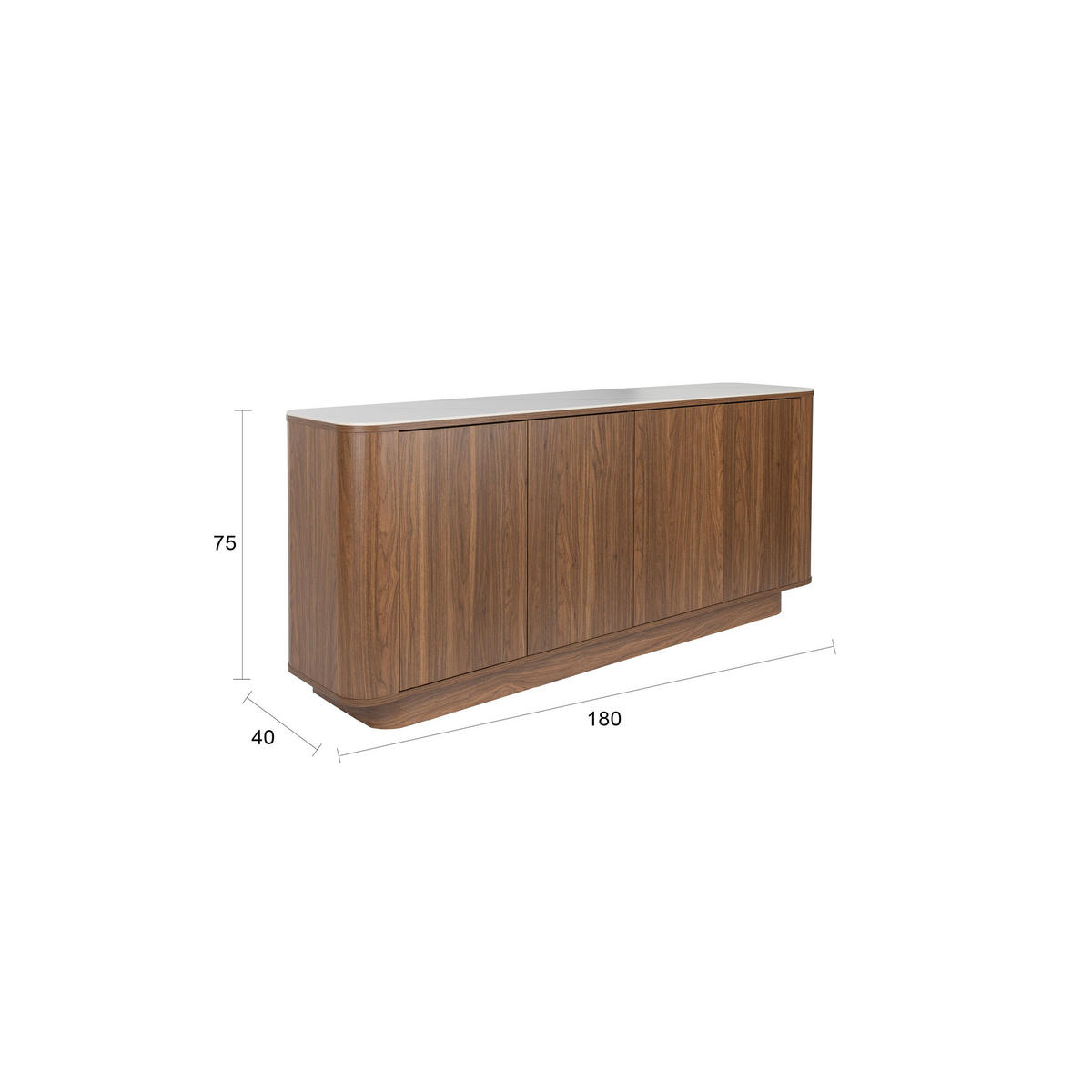 SIDEBOARD Almira Hoch 180 cm / Marmoroptik Walnussfarbe - Braun, Holzwerkstoff (180/75/40cm) - Housecraft Living