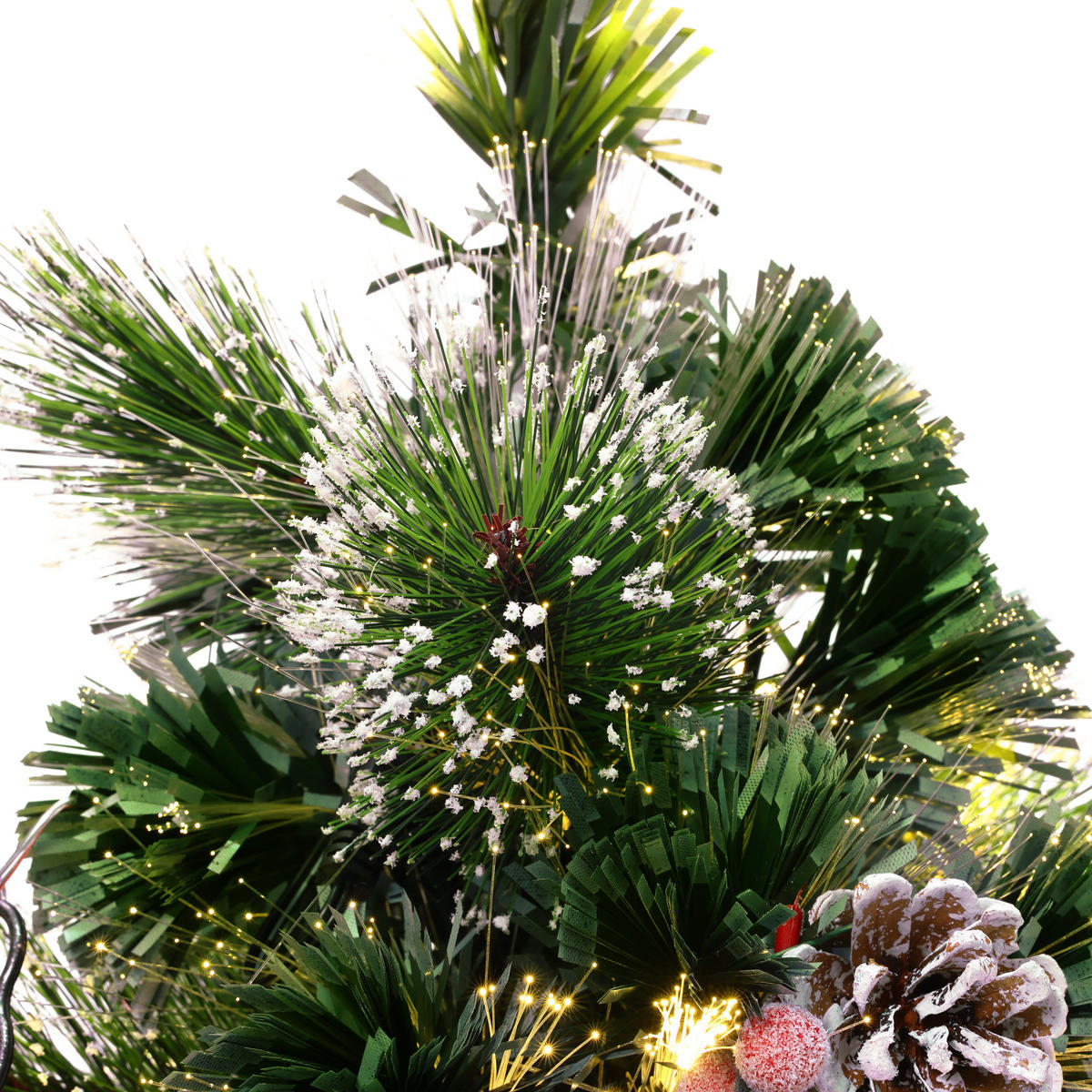 GLASFASER Weihnachtsbaum 95 cm mit LED & Mini-Laternen - Grün, Kunststoff (95cm) - Hometopia