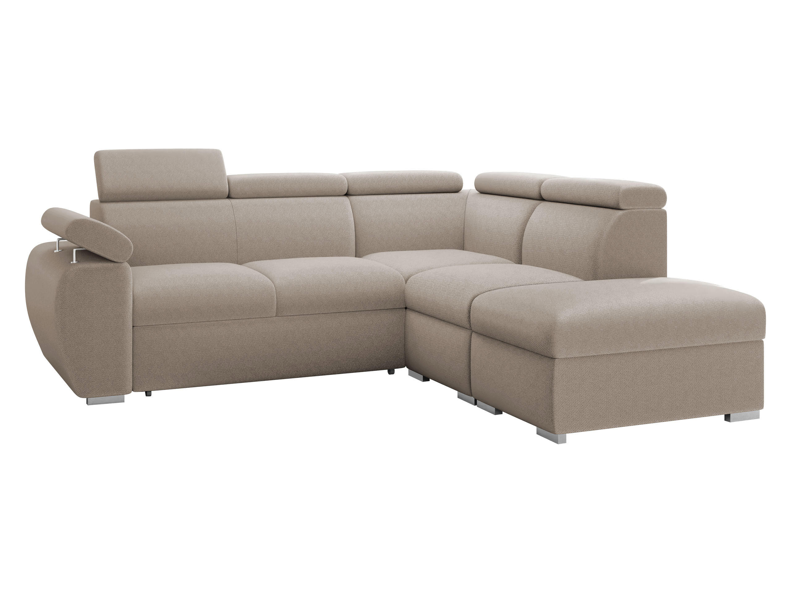 COLTAR Boston 2RR1P, Dreapta 2R+R+1P(65)+PUFAP - argintiu/culoare naturală, material textil/lemn (230/260cm) - MIRJAN24