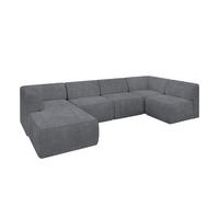 WOHNLANDSCHAFT Ottomane Links MOVO-L 345x180x78 cm Dunkelgrau Cord - Dunkelgrau, Holzwerkstoff/Kunststoff (345/78/180cm) - ALTDECOR