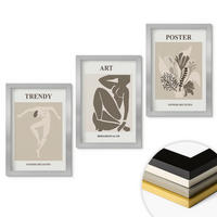 WANDBILDER 3er Set - 20x30 cm Silberner Rahmen - Matisses Pflanzenfiguren - Silberfarben, Kunststoff (20/30cm) - ArtPrintCave