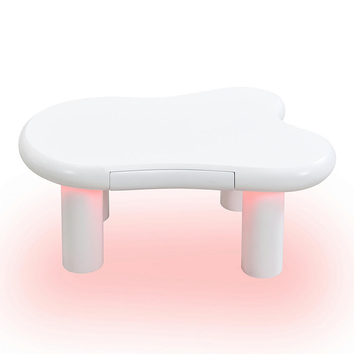 COUCHTISCH 98/65,5/40 cm weiß in Cloud-Form mit 16-farbiger LED-Beleuchtung und Schublade - Weiß, Holzwerkstoff (98/65.5/40cm) - OKWISH