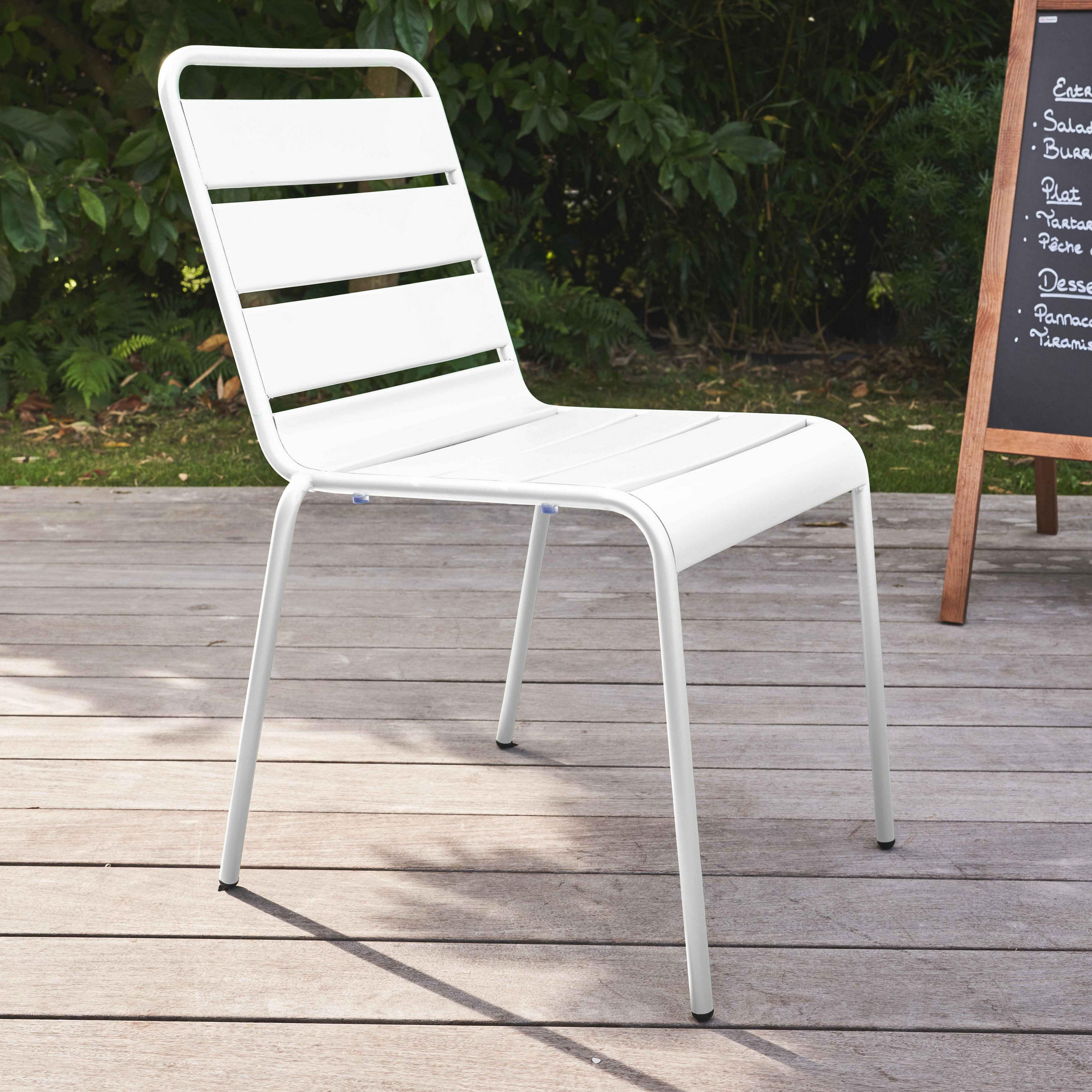 GARTENSTUHL, Weiß - Weiß, Metall (42/83/53cm) - Oviala