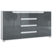 SIDEBOARD Sylt Grau Hochglanz / Weiß Hochglanz - Grau, Holzwerkstoff (138.5/75.5/35cm) - Vladon