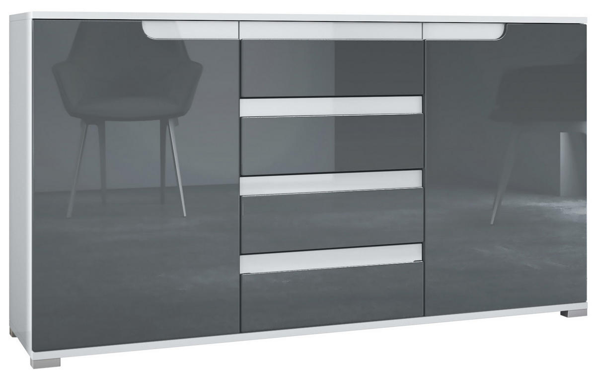 SIDEBOARD Sylt Grau Hochglanz / Weiß Hochglanz - Grau, Holzwerkstoff (138.5/75.5/35cm) - Vladon
