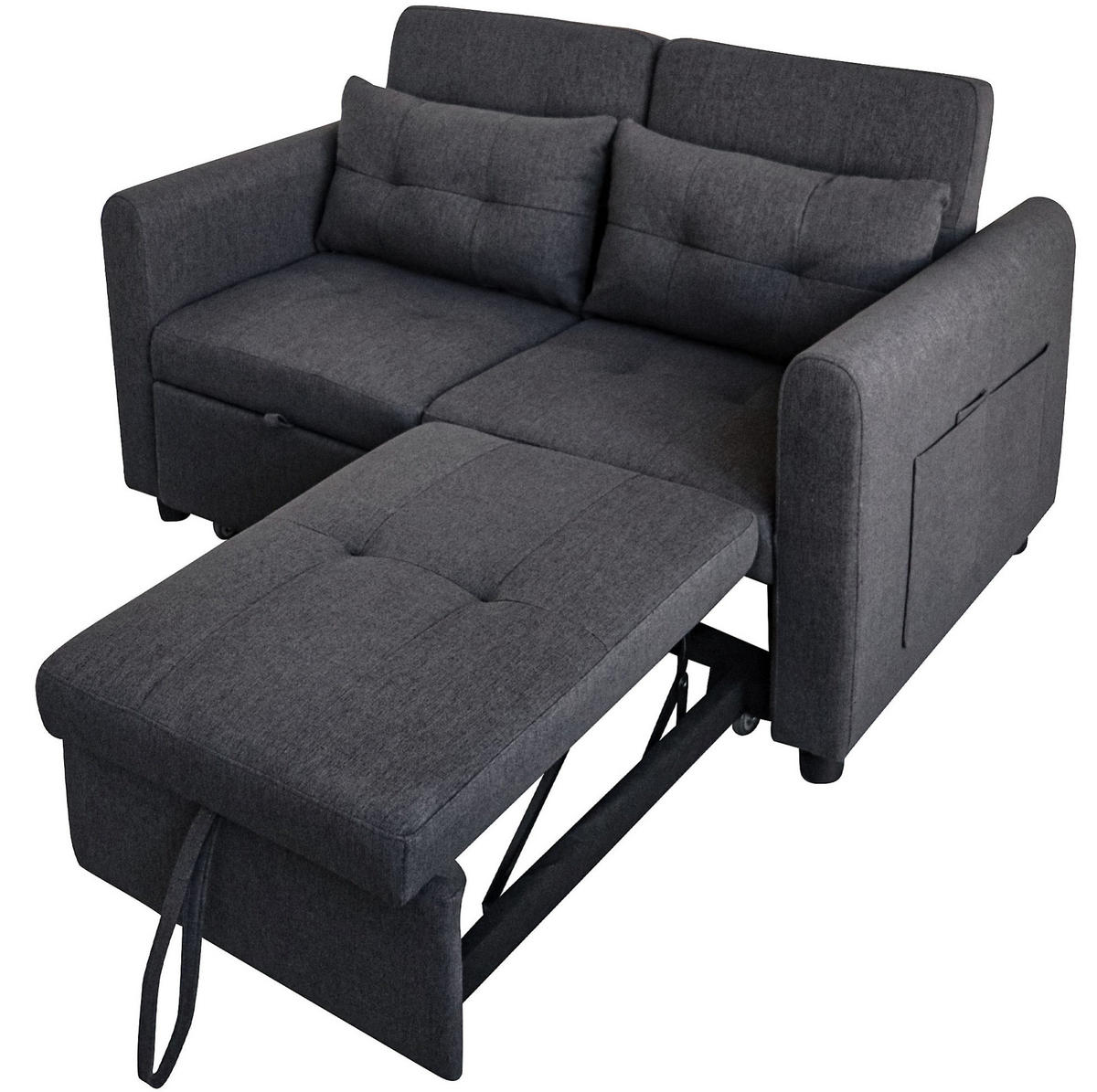SCHLAFSOFA 3-in-1 Baumwoll-Leinen mit verstellbarer Rückenlehne und USB-Anschluss Grau 142/85/83 cm - Grau, Textil (85/83/142cm) - Redom
