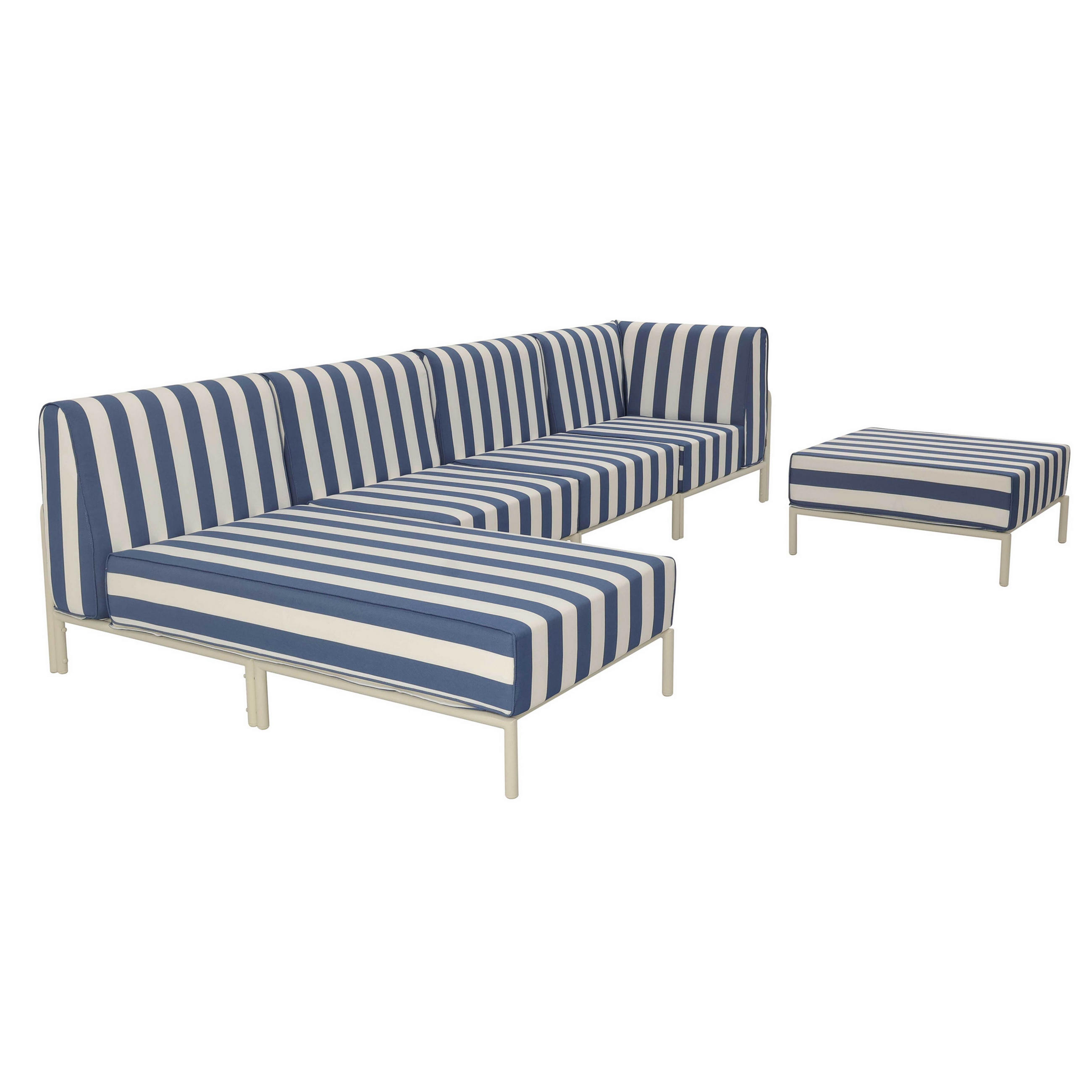 GARTENSOFA mit 5 Sitzplätzen, Blau - Blau, Textil - Oviala