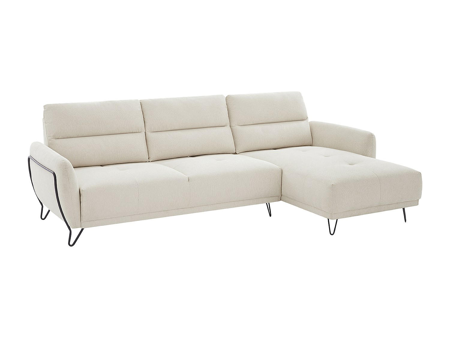 ECKSOFA mit verstellbarer Rückenlehne - Ecke rechts - Strukturstoff - Beige - DURIMA - Beige, Textil (290/168cm) - Vente-Unique
