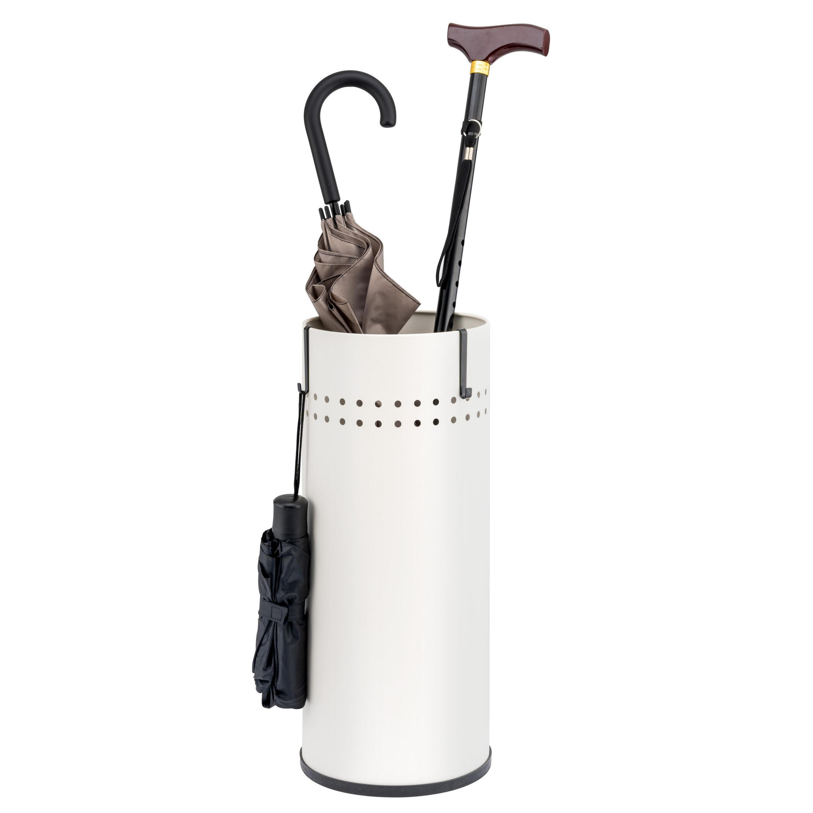 SCHIRMSTÄNDER, mit Abtropfschale, Metall, weiß - Weiß, Metall (22/50.5/22cm) - bremermann