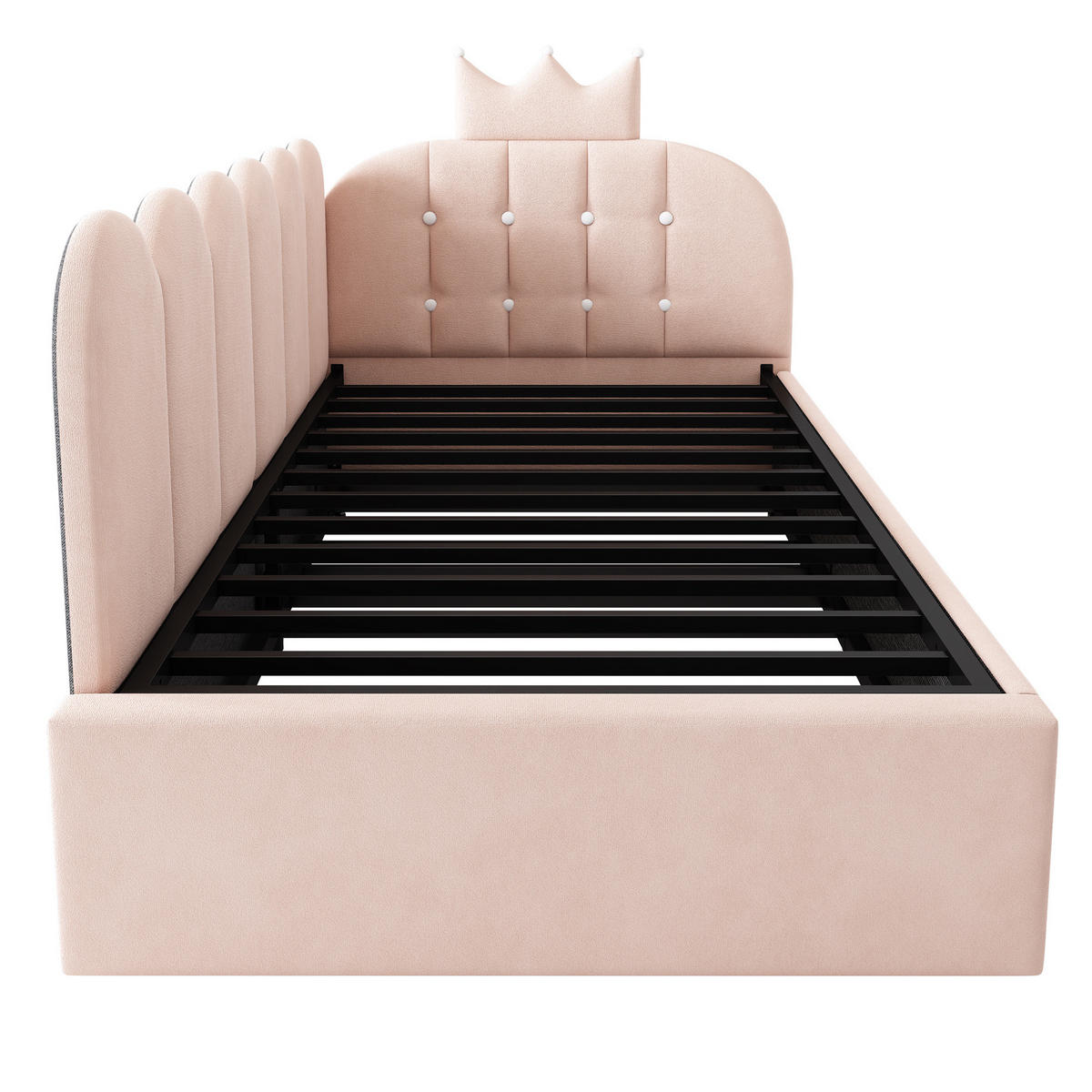 POLSTERBETT 90/200 cm Rosa aus Samt mit Ausziehbett - Rosa, Textil (90/200cm) - OKMYHOME