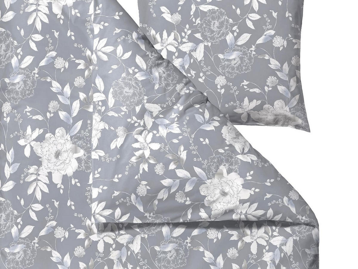 BETTWÄSCHE Garden Bloom grau 135/200 cm Baumwolle - Grau, Textil (135/200cm) - Södahl