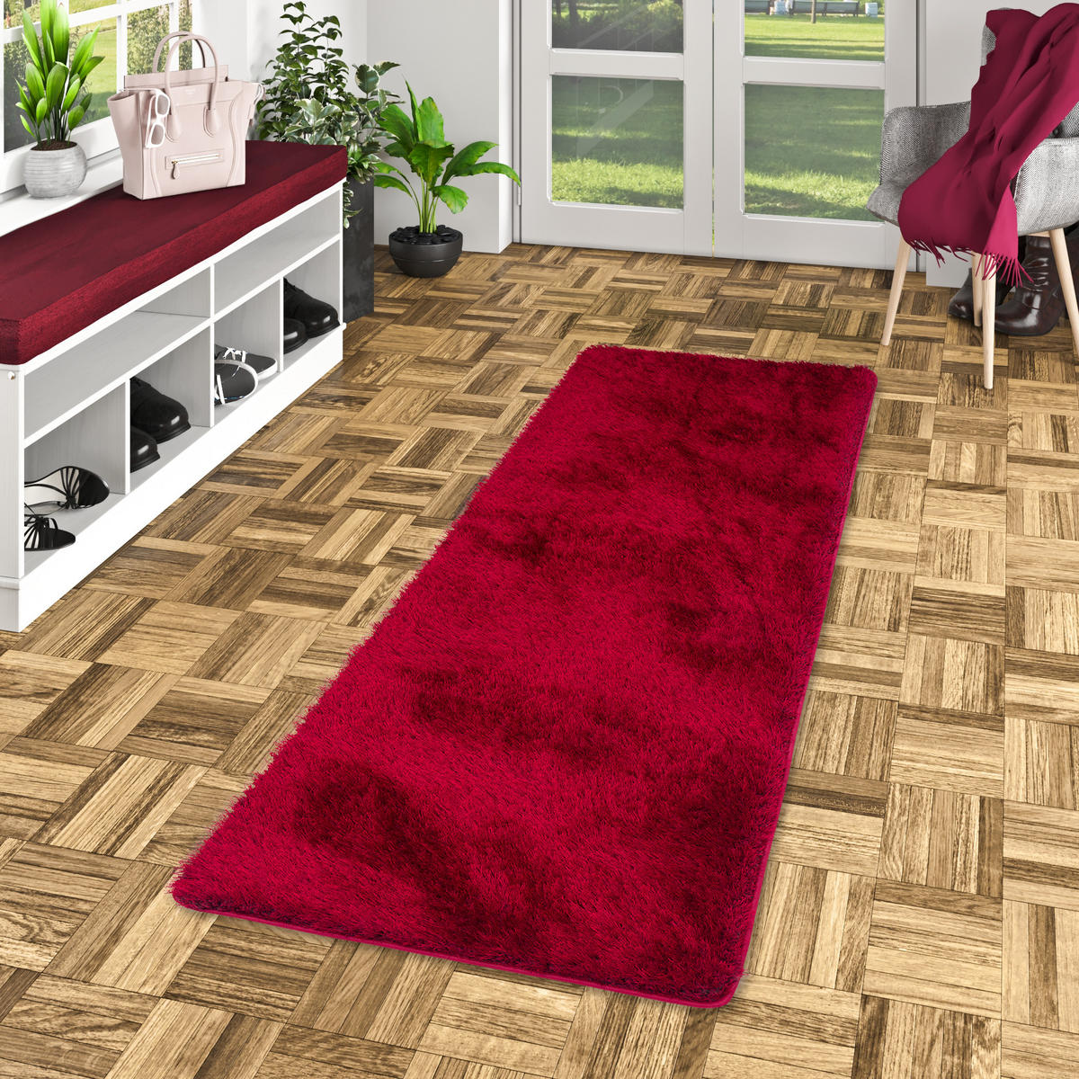 HOCHFLOR SHAGGY TEPPICH FEELING MIX LÄUFER - Rot, Textil (80/200cm) - Snapstyle