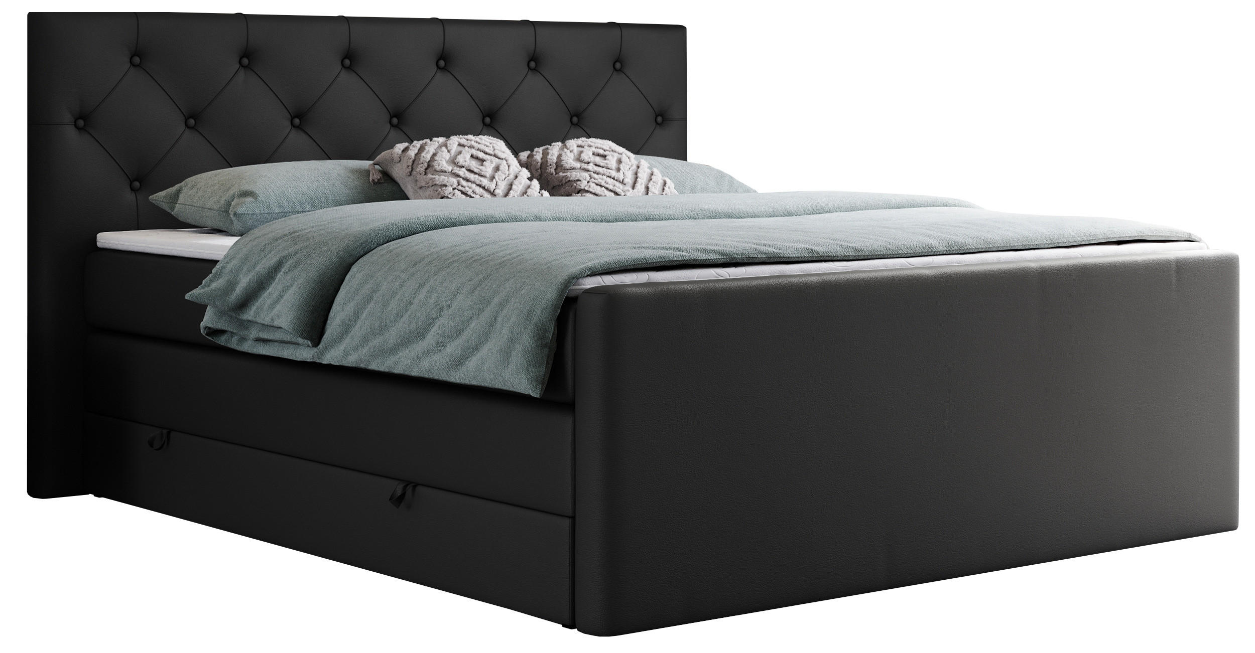 BOXSPRINGBETT KING VELEN 160/200 Schwarz Kunstleder - H3 - Schwarz, Holz/Textil (160/200cm) - MKS