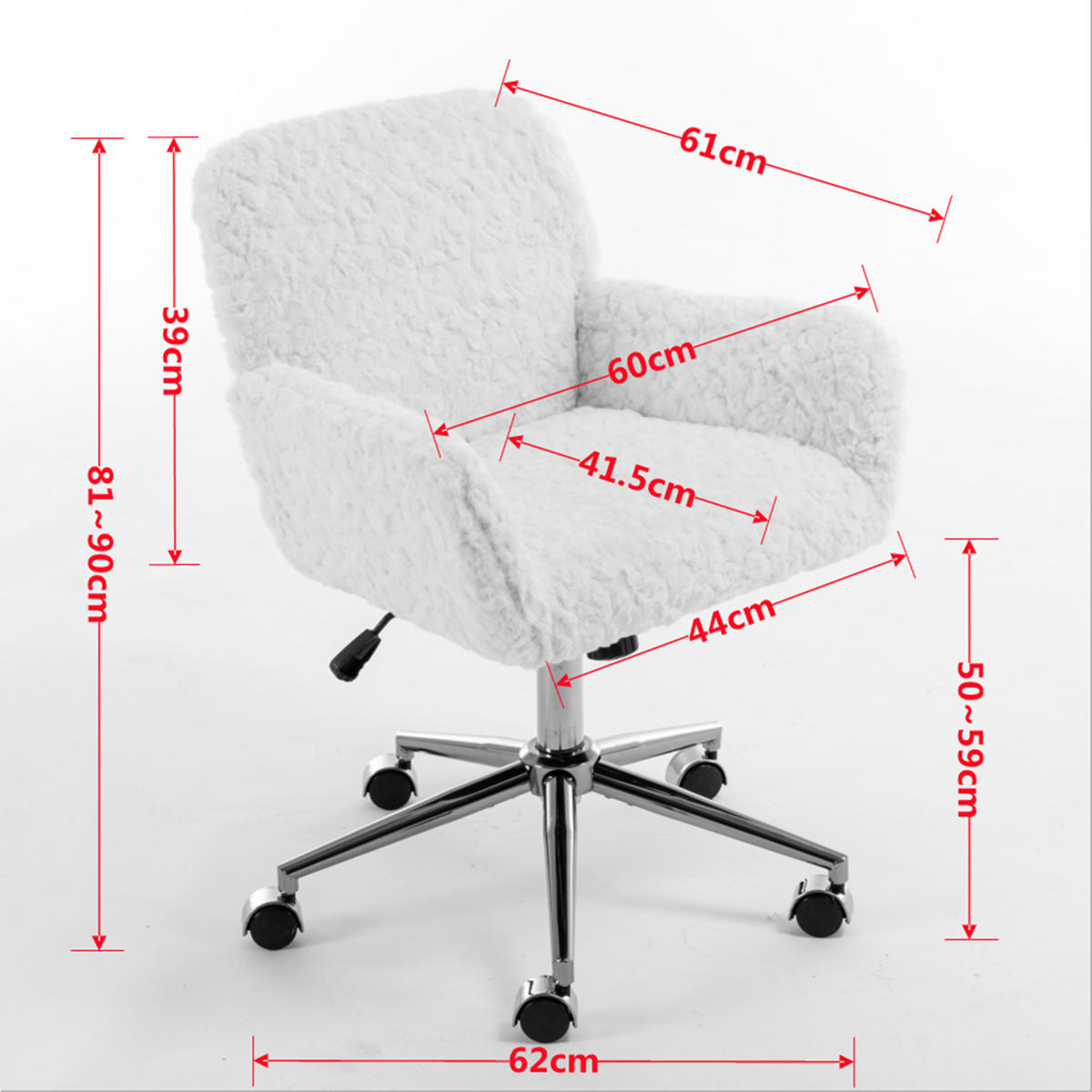 KANCELÁŘSKÁ ŽIDLE Nadýchaná z umělé králičí kožešiny, růžová - růžová, textil (61/90/60cm) - Urban Meuble