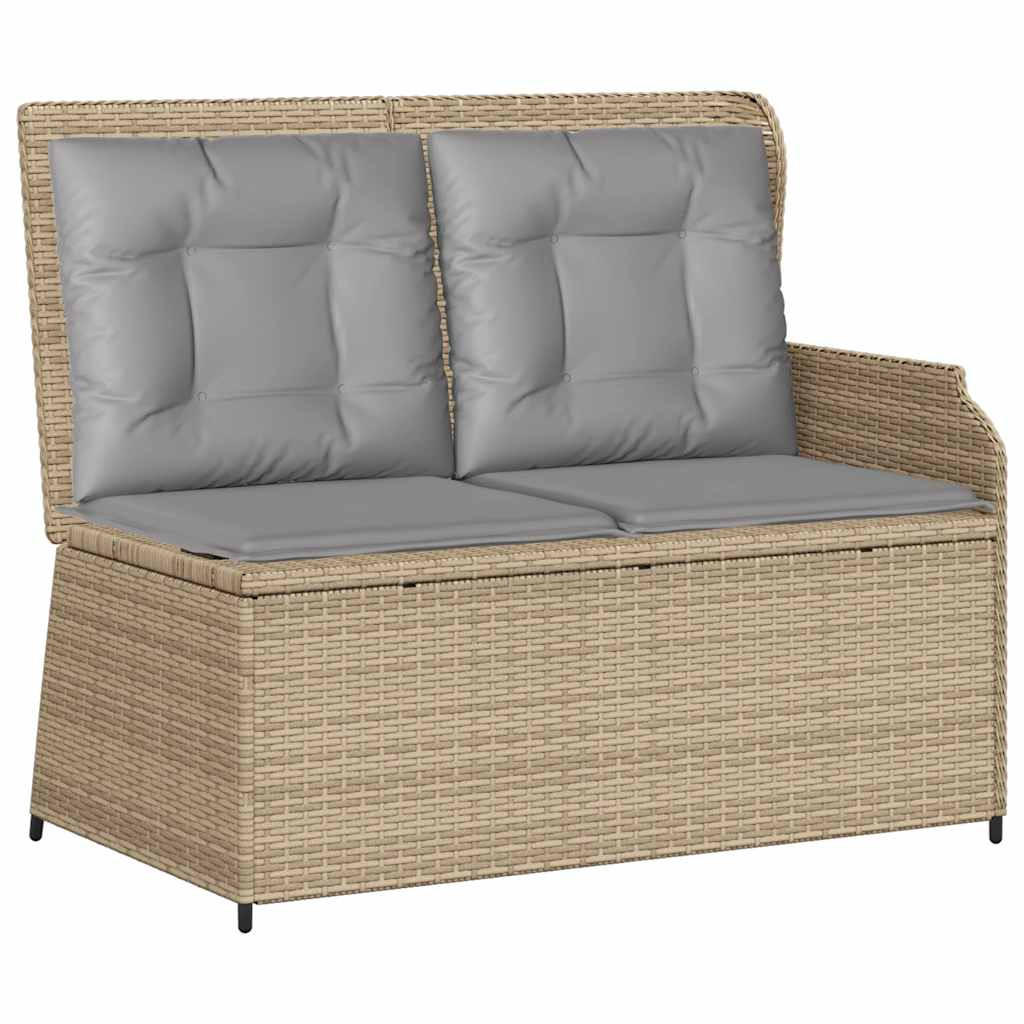 GARTENBANK Verstellbar mit Kissen Beige Poly Rattan - Beige/Grau, Kunststoff (95/95/110cm)
