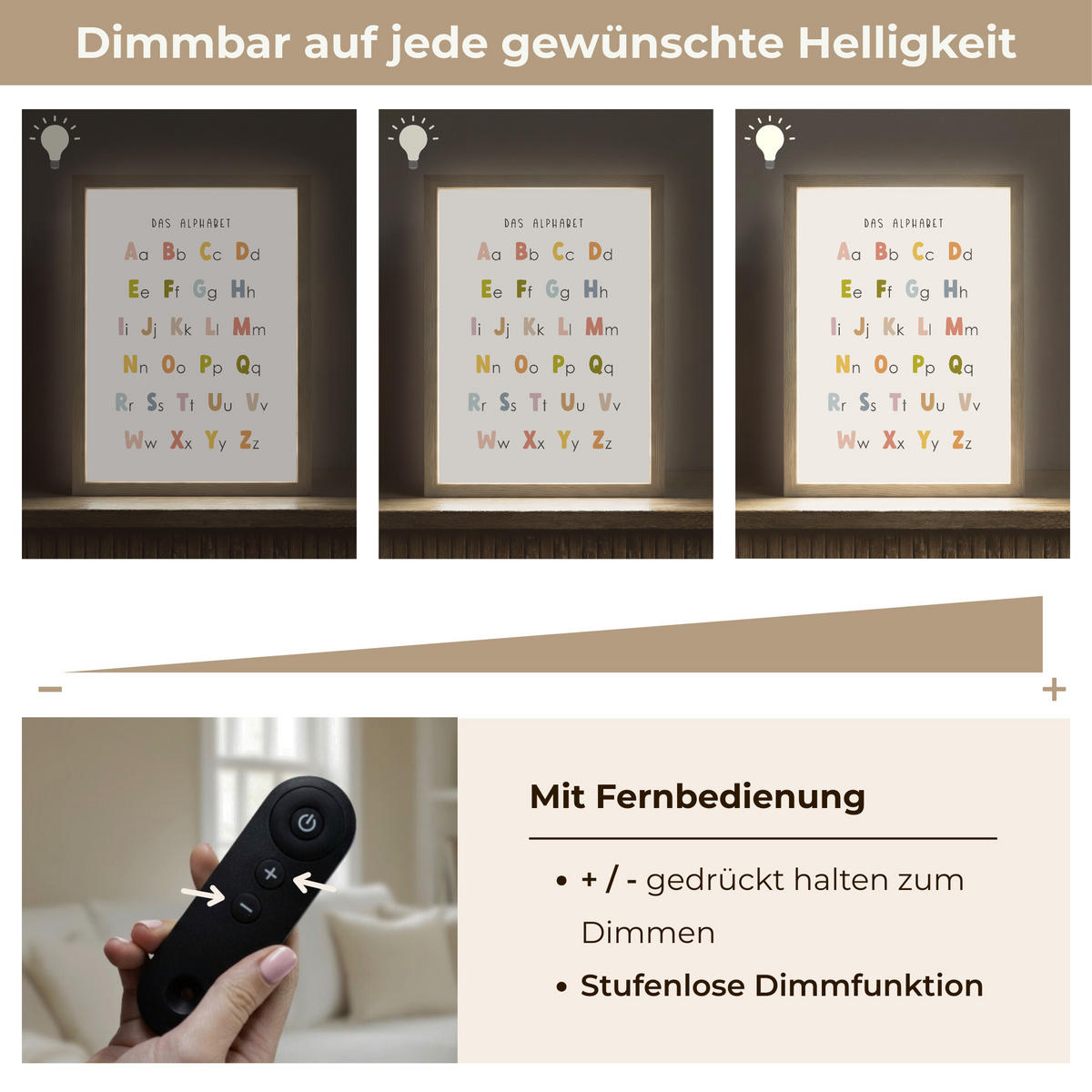 NACHTTISCHLAMPE MIT AKKU Pädagogisch - Alphabet lernen - Farbenfroh - Weiß - Buchstaben 30x40 cm - Weiß, Holzwerkstoff (8/30/40cm) - OnlyWow