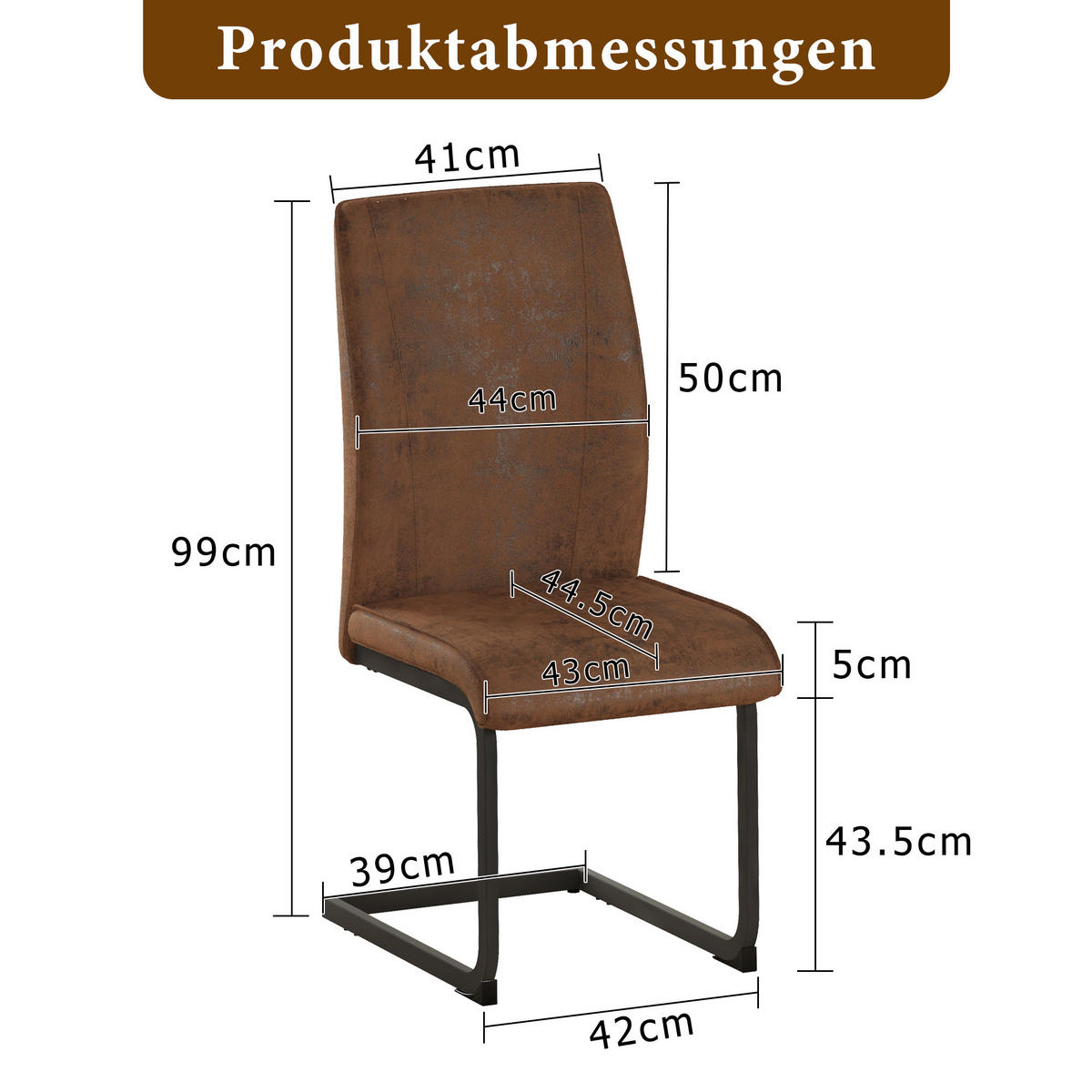 ESSZIMMERSTUHL 2er Set in Braun Ergonomisch - Braun, Holzwerkstoff (43/99/45cm) - Urban Meuble