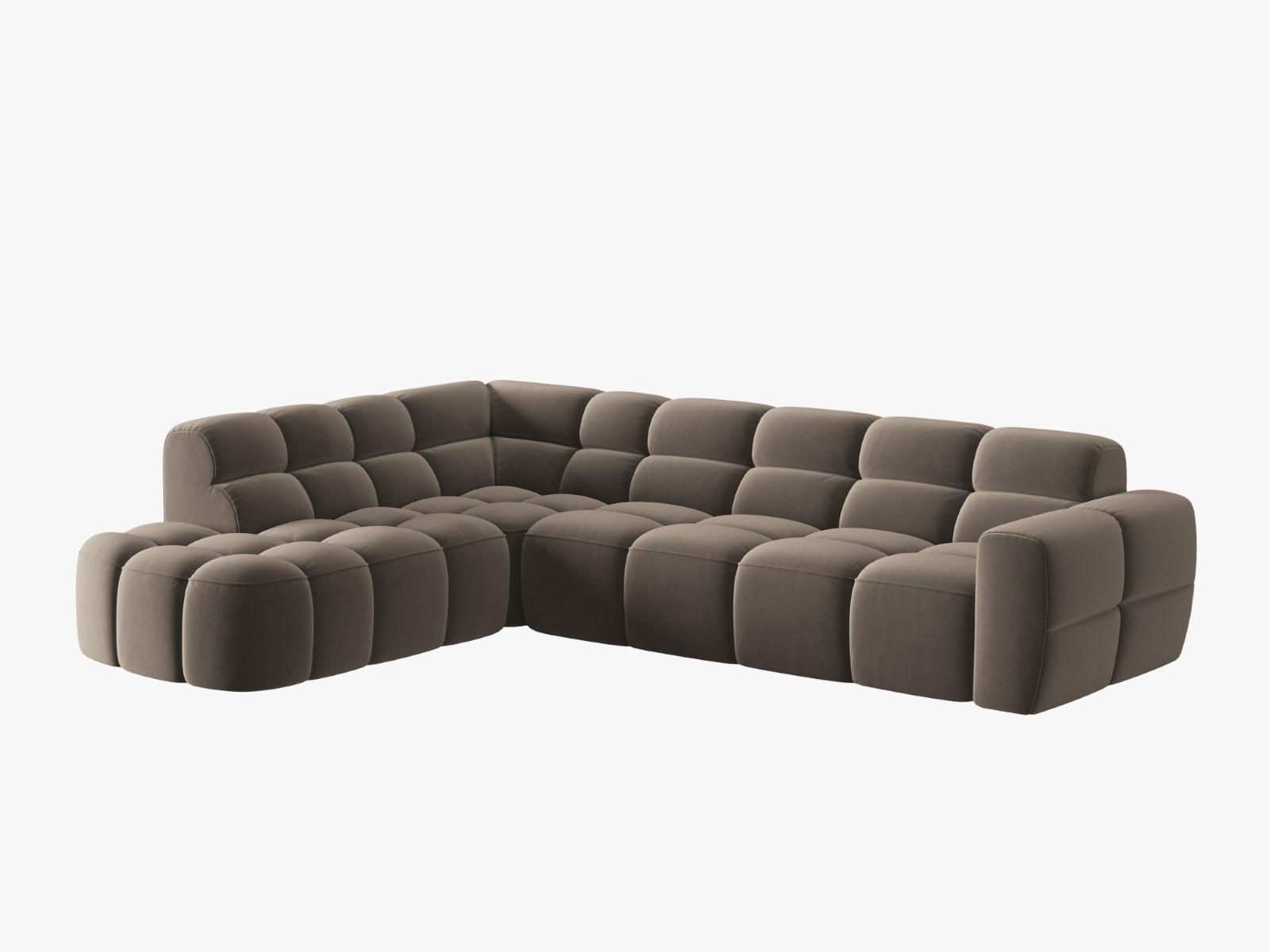 ECKSOFA links Lisa aus Samt hellbraun 5 Sitzplätze - Hellbraun, Textil (234/293cm) - Micadoni