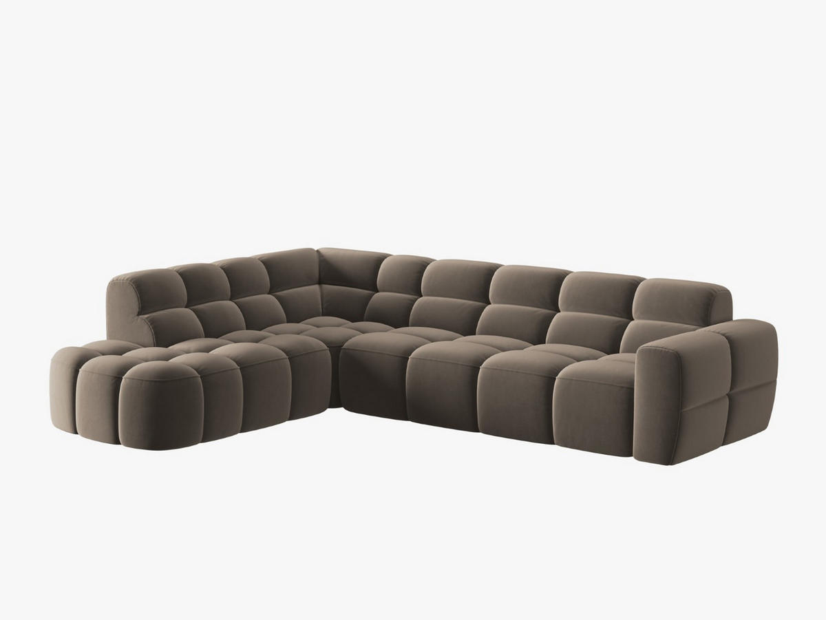 ECKSOFA links Lisa aus Samt hellbraun 5 Sitzplätze - Hellbraun, Textil (234/293cm) - Micadoni
