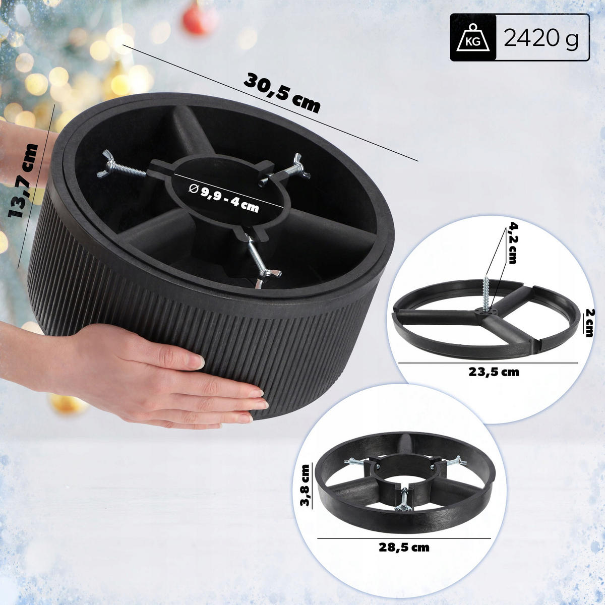 KADAX Weihnachtsbaumständer Christbaumständer 1,5 m - Graphitfarben, Kunststoff (13.7cm) - KADAX