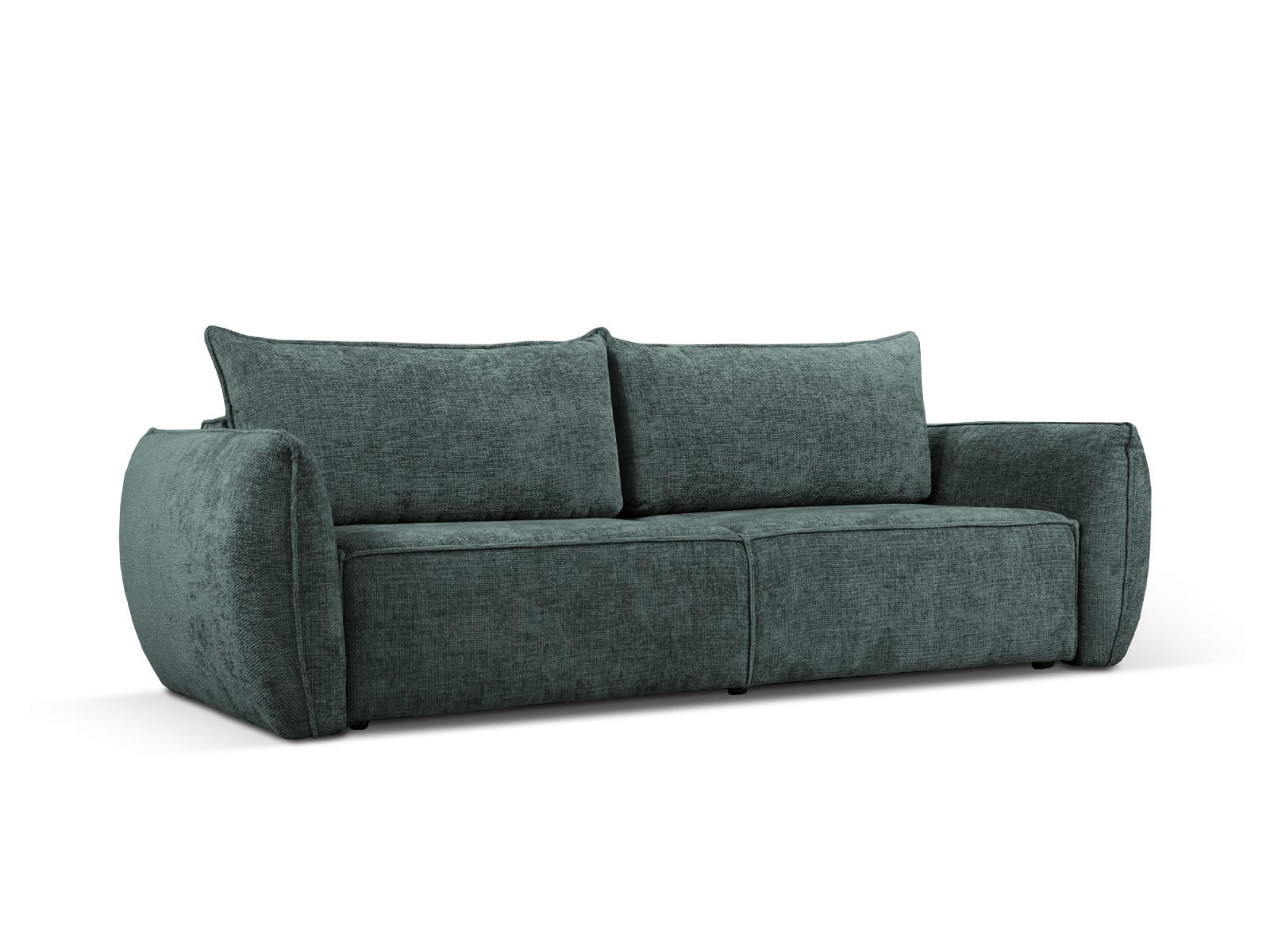 AUSKLAPPBARES-SOFA mit Bettkasten Kaelle aus Chenille-Stoff petrol 3 Sitzplätze - Petrol, Textil (97/91/244cm) - Micadoni