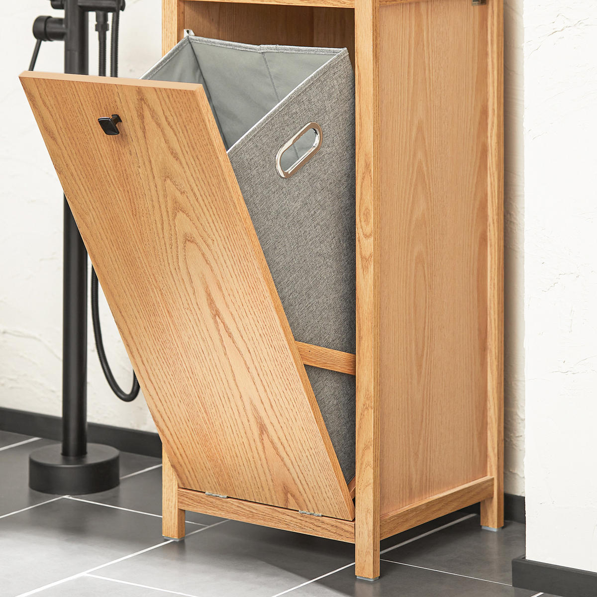 WÄSCHESCHRANK Weiß - Hellbraun, Holzwerkstoff (40/90/35cm) - SoBuy