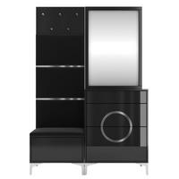 GARDEROBE Eveline, Schwarz, Silberne Akzente, Hochglanz - Schwarz Hochglanz/Silberfarben, Holzwerkstoff/Textil (130/195.5/41cm) - Kayani