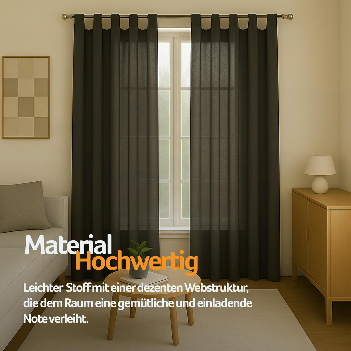 SCHLAUFENSCHAL blickdicht 140x245 cm Anthrazit 2er-Pack - Anthrazit, Textil (140/245cm)