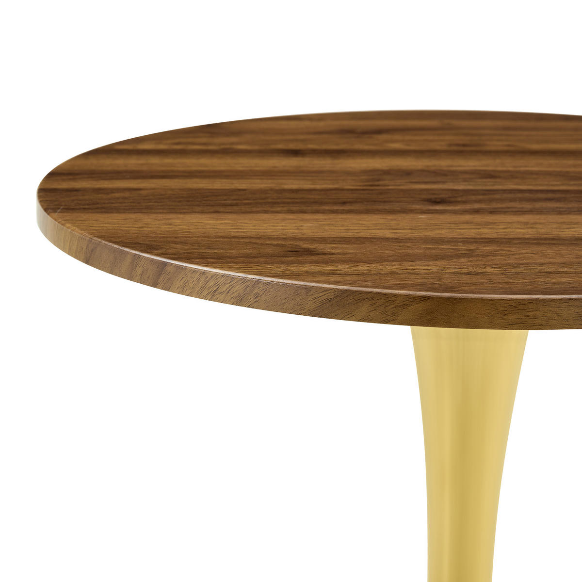 BEISTELLTISCH 60/60/72 cm goldfarben/walnuss aus MDF und Metall mit runder Tischplatte - Goldfarben, Holzwerkstoff (60/60/72cm) - OKWISH