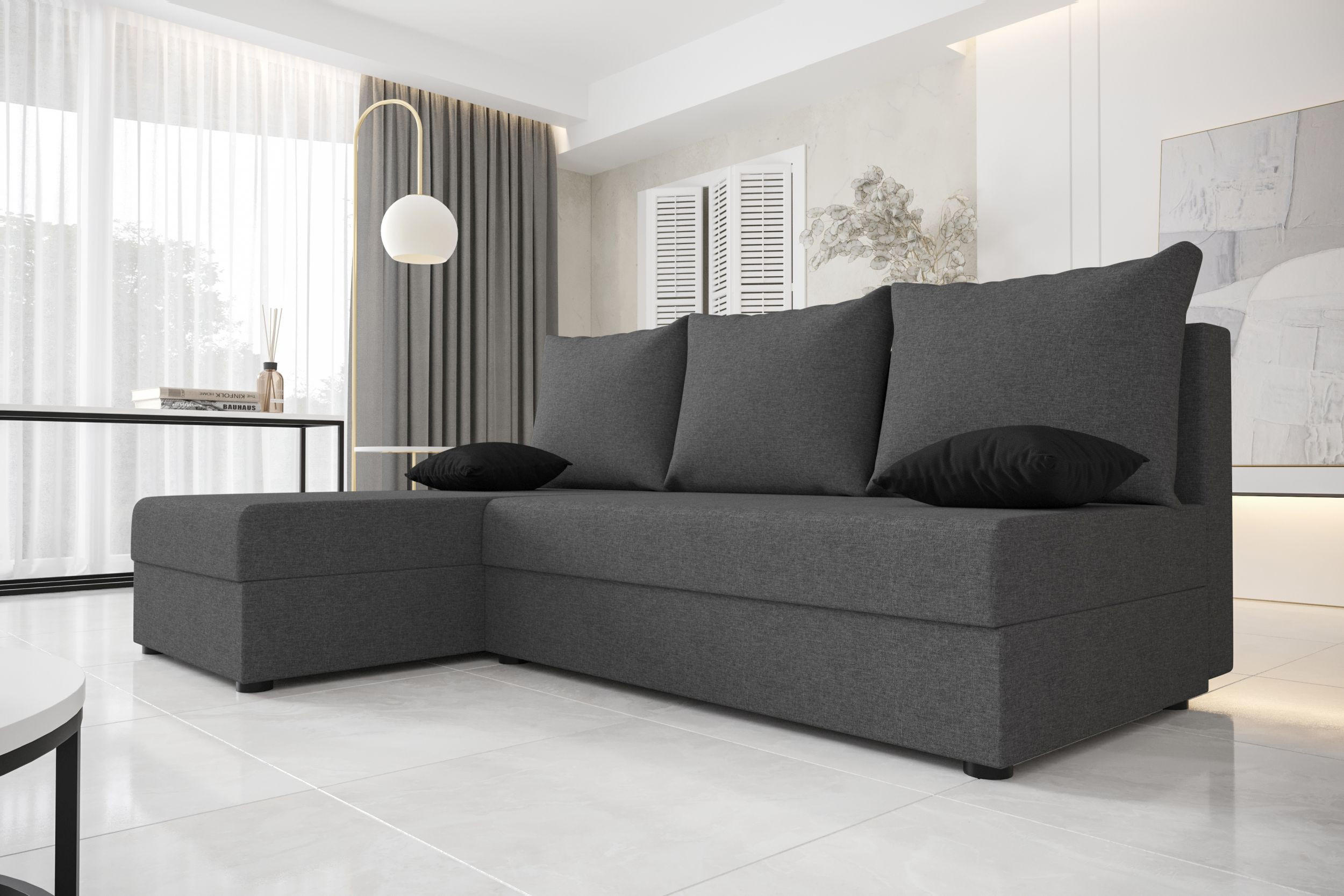 ECKSOFA HEWLET L Sawana 05 Links mit Schlaffunktion - Grau, Textil (200/140cm) - Bedante