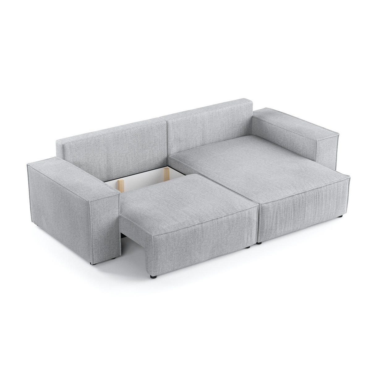 ROHOVÁ SEDAČKA SENSO, textil, Světle béžová - černá/světle šedá, dřevo/kompozitní dřevo (255/148cm) - AltaBeds